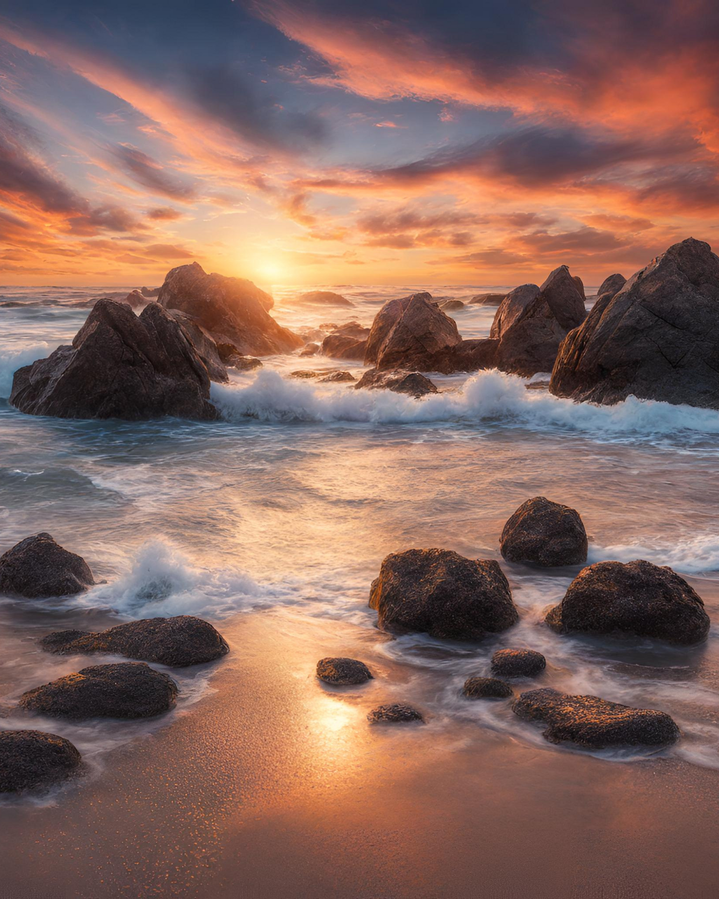 Sunset Rocky Beach Print